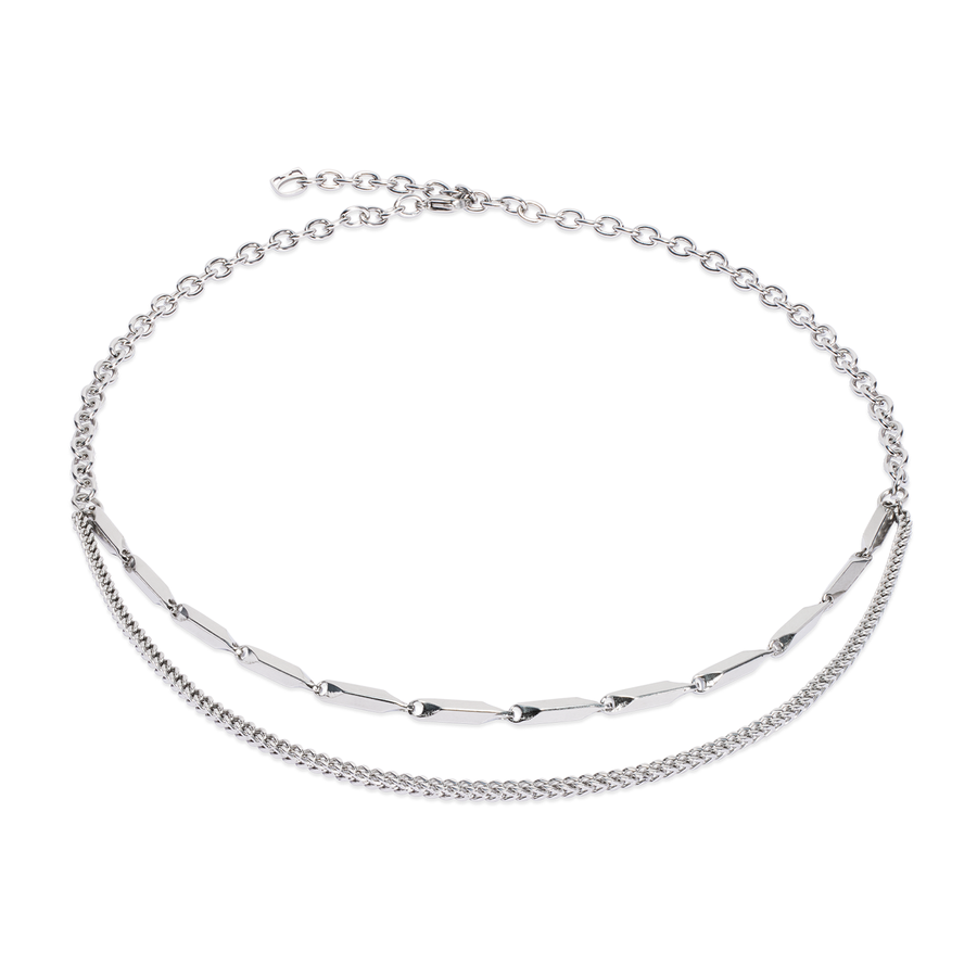Silver Necklace Twisted Layers