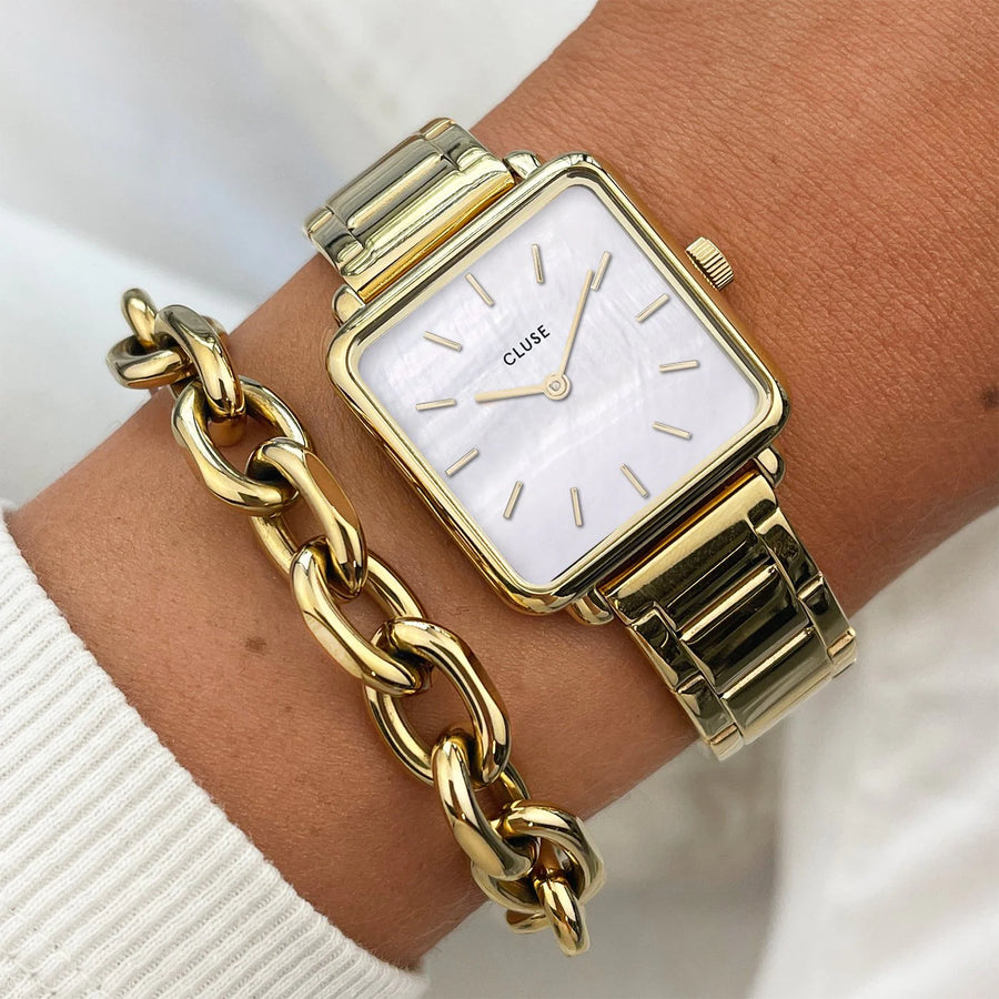 La Tétragone Steel White Pearl, Gold Colour CL60026S