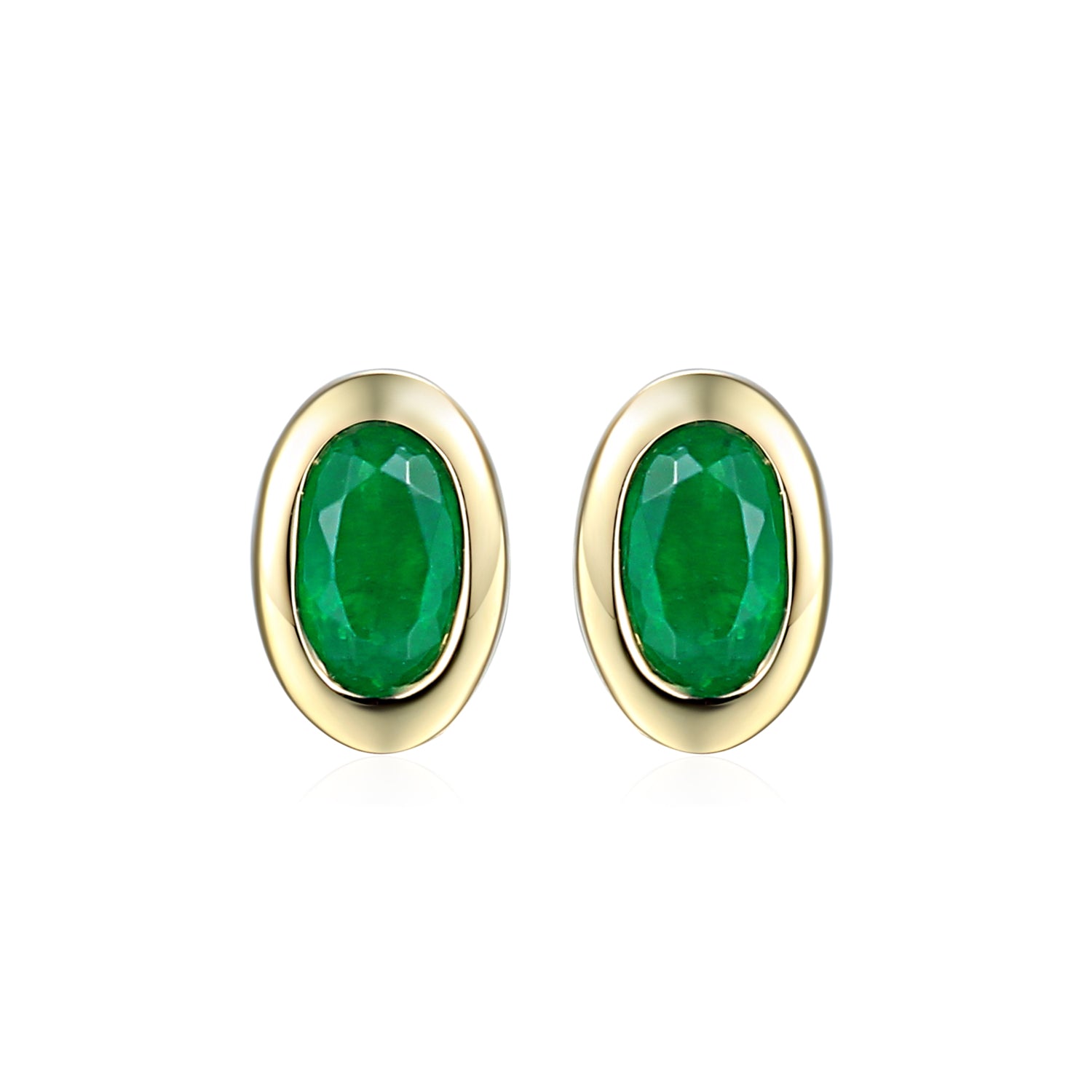 Oval Emerald Stud Earrings in 9ct Yellow Gold