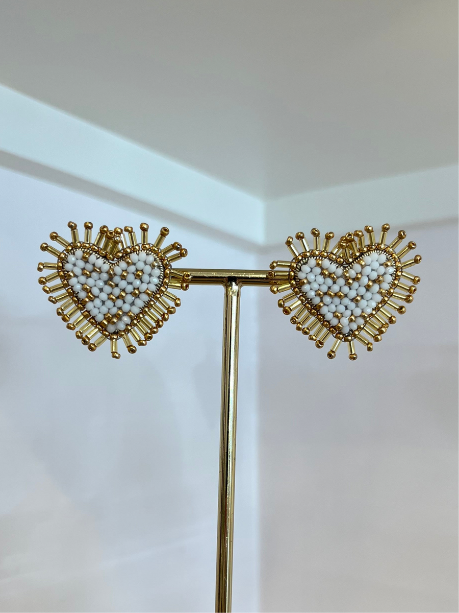 Sacred Heart Earrings- White