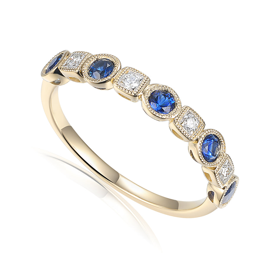 Vintage Style Art Deco Sapphire and Diamond Band