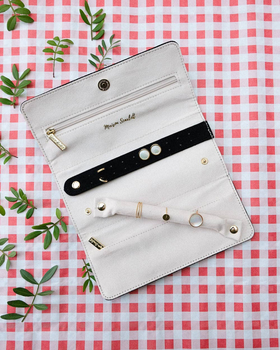Catherine velvet travel jewelry pouch