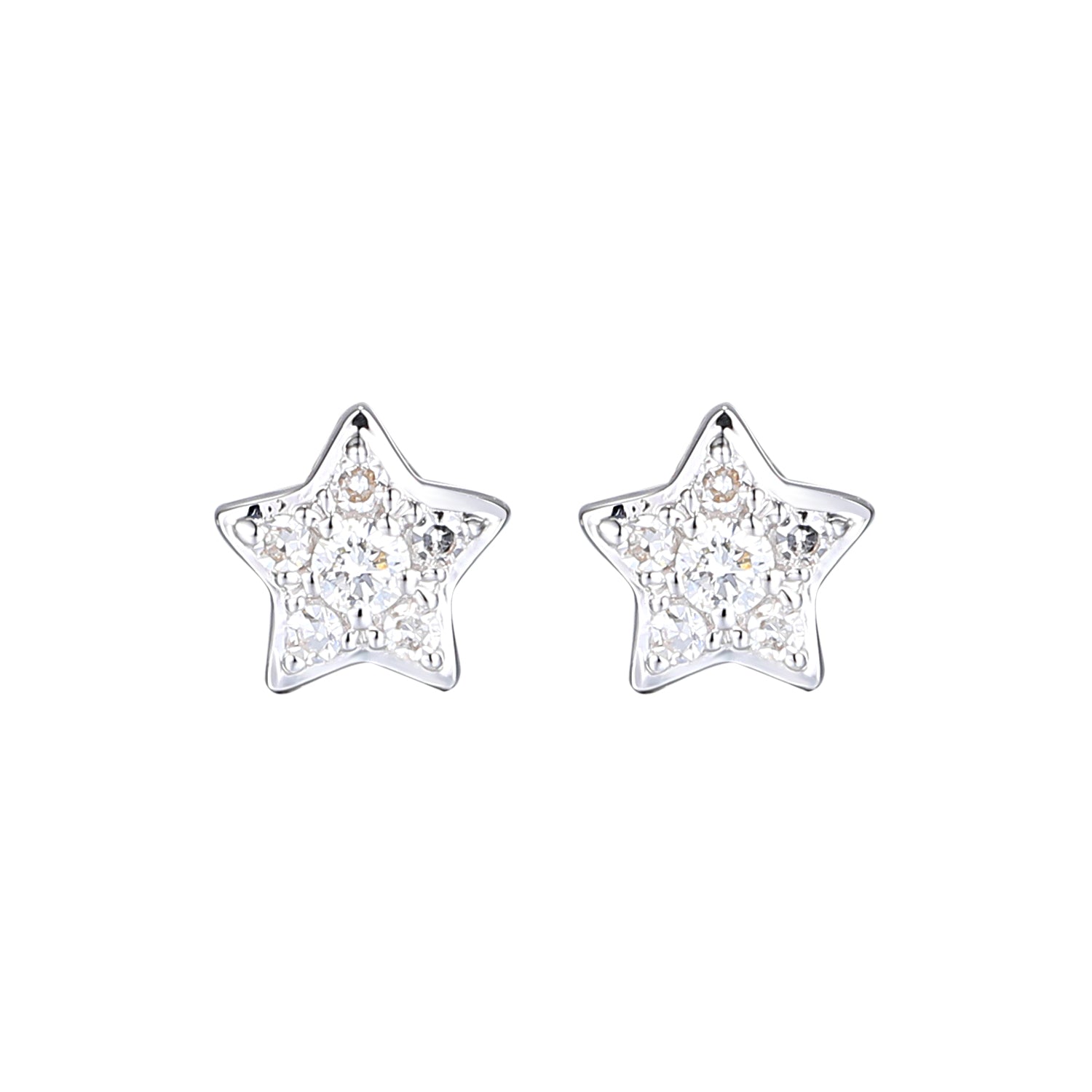 Diamond Star Stud Earrings in 9ct White Gold