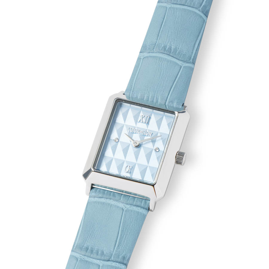 Watch Iconic Spikes Sky Blue Silver Bracelet Leather Light Blue