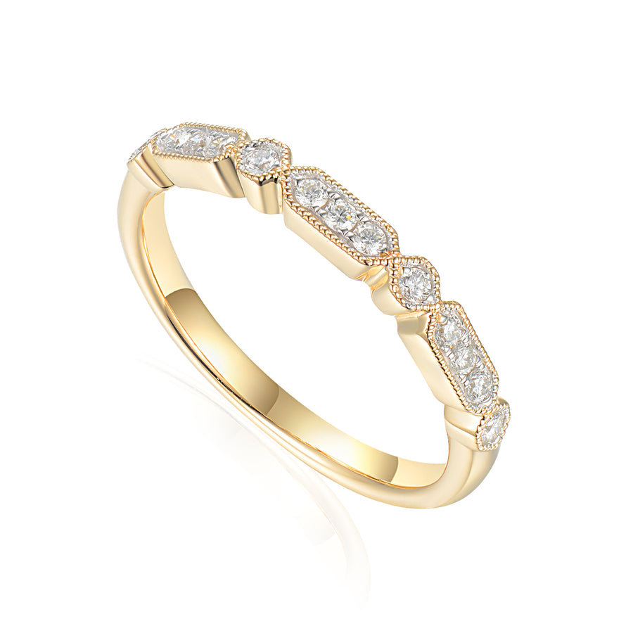 Vintage Inspired Diamond Band in 9ct Yellow Gold