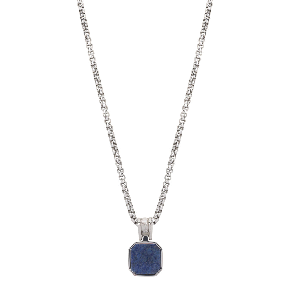 Necklace Rolo Lapis Rocks Inox