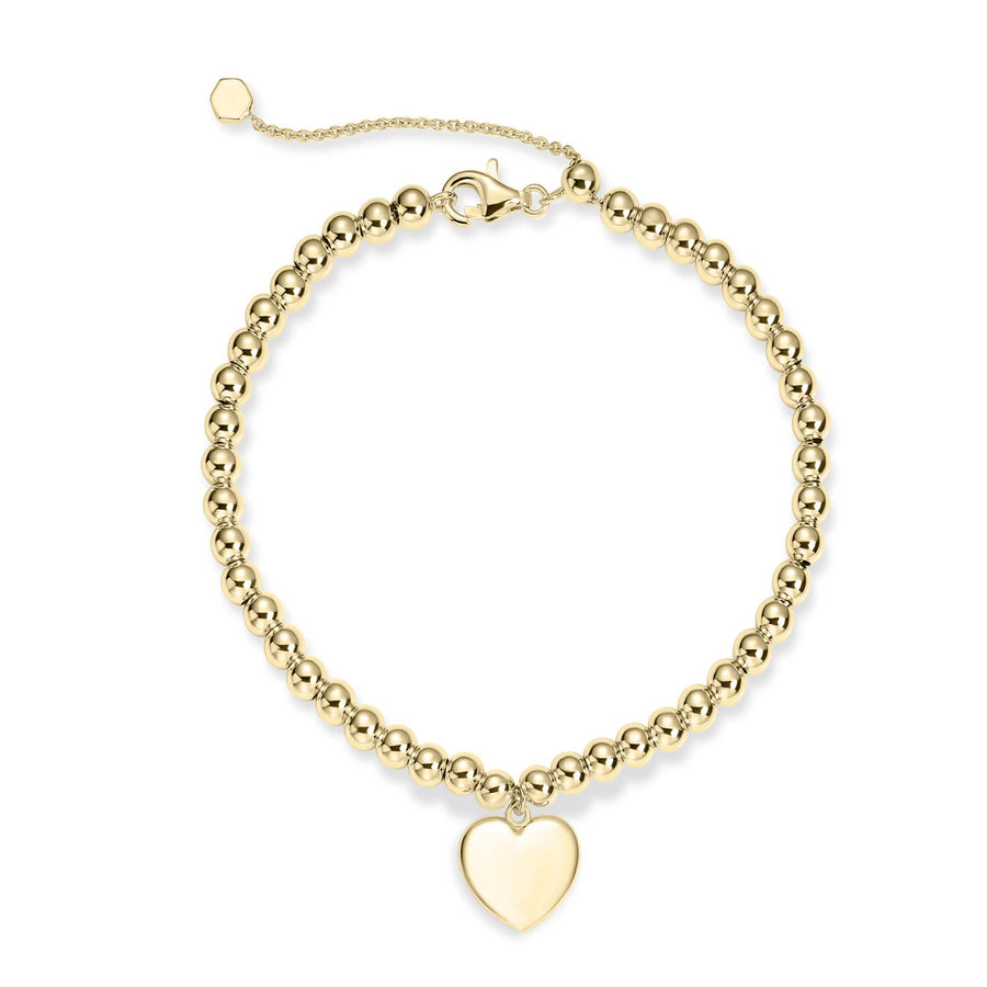 Gold Plated Beaded Heart Bracelet