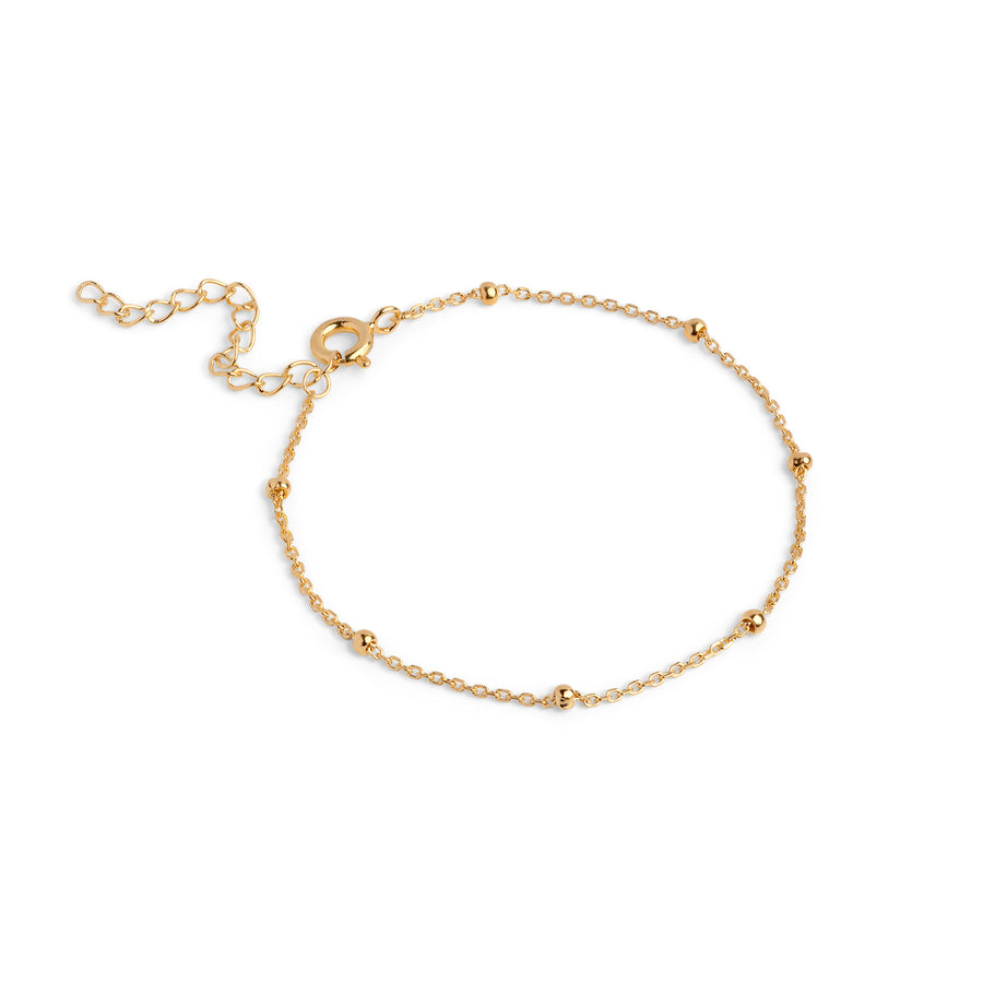 18k Gold Plated Recycled Sterling Silver Beaded Chain Bracelet