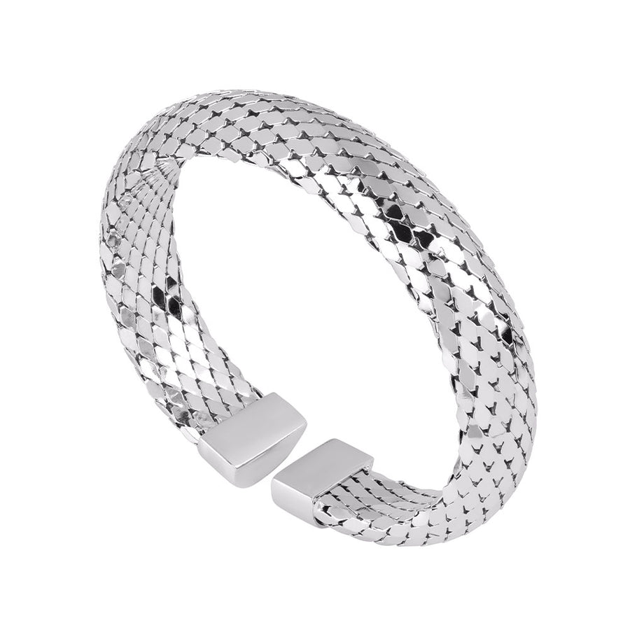 Athena Tubular Scale Rigid Bracelet - Silver