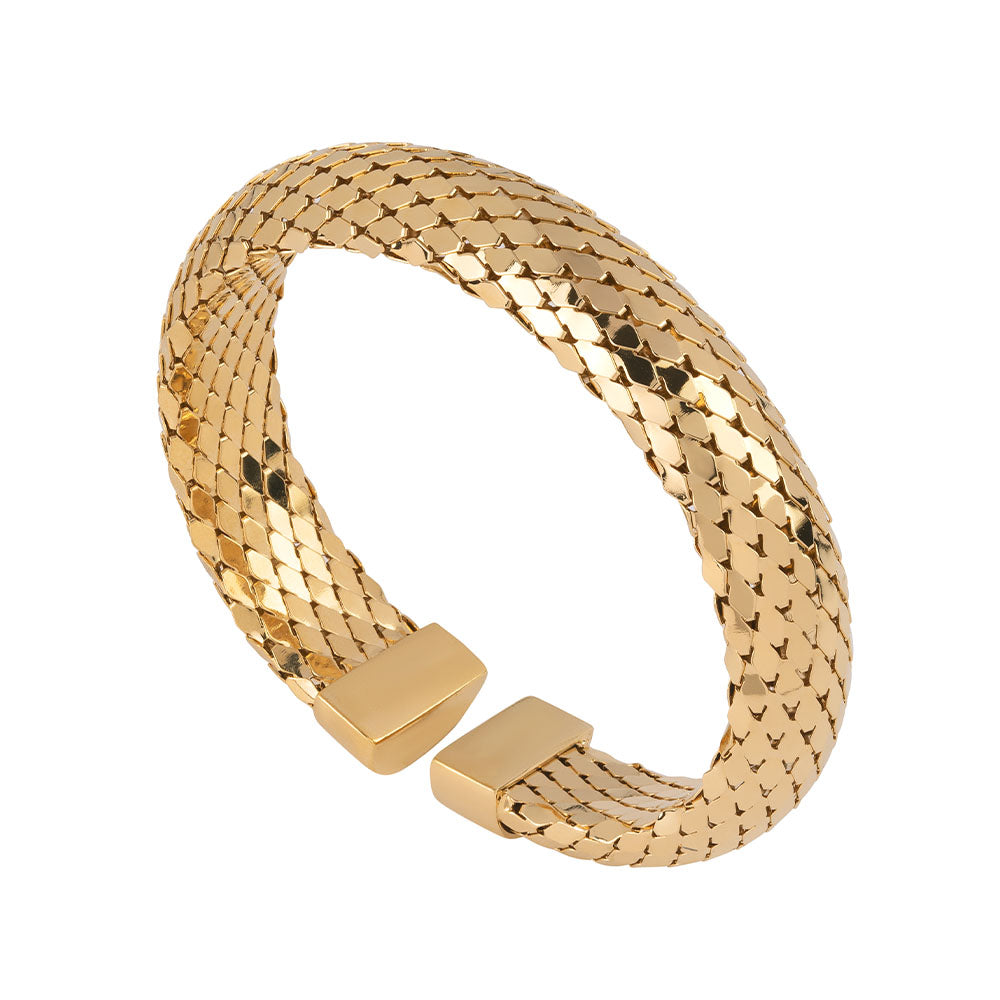 Athena Tubular Scale Rigid Bracelet - Gold