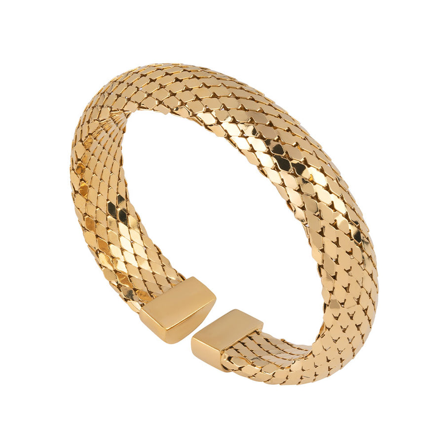 Athena Tubular Scale Rigid Bracelet - Gold