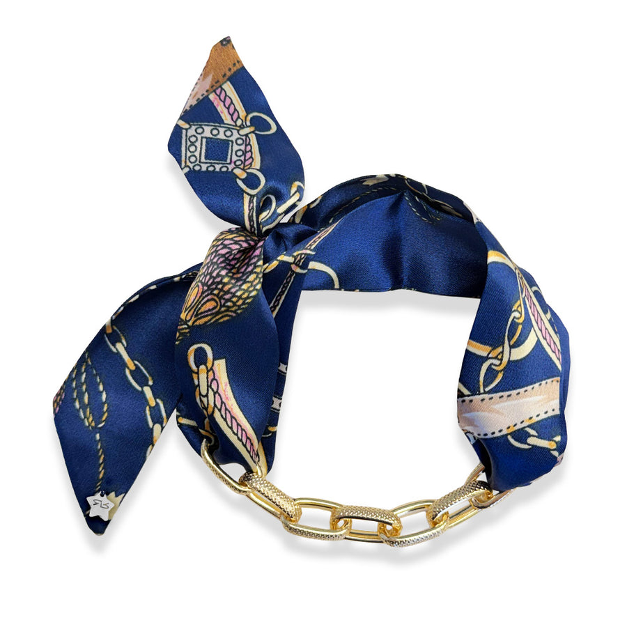 La Dolca Vita Ribbon with chain (Deep Blue Pattern)