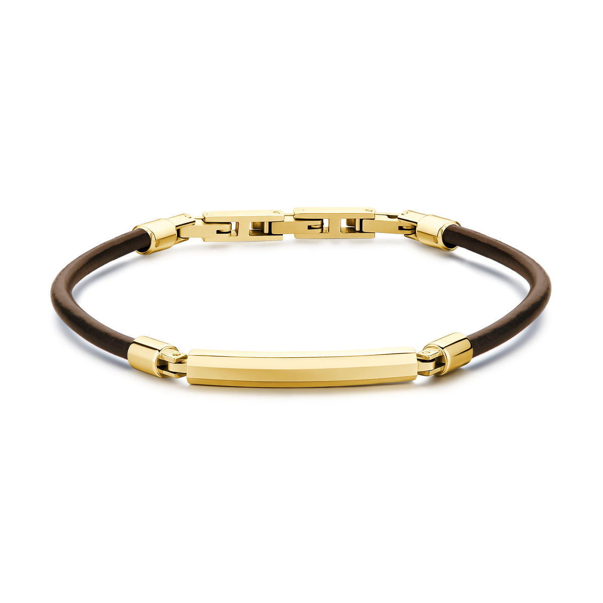 Origin Brown Leather and Central Plate Bracelet
