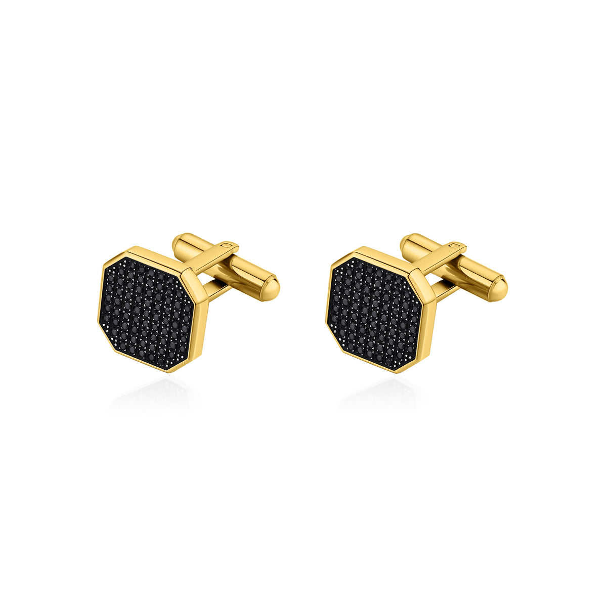 Gold Cufflinks with Black Zirconia