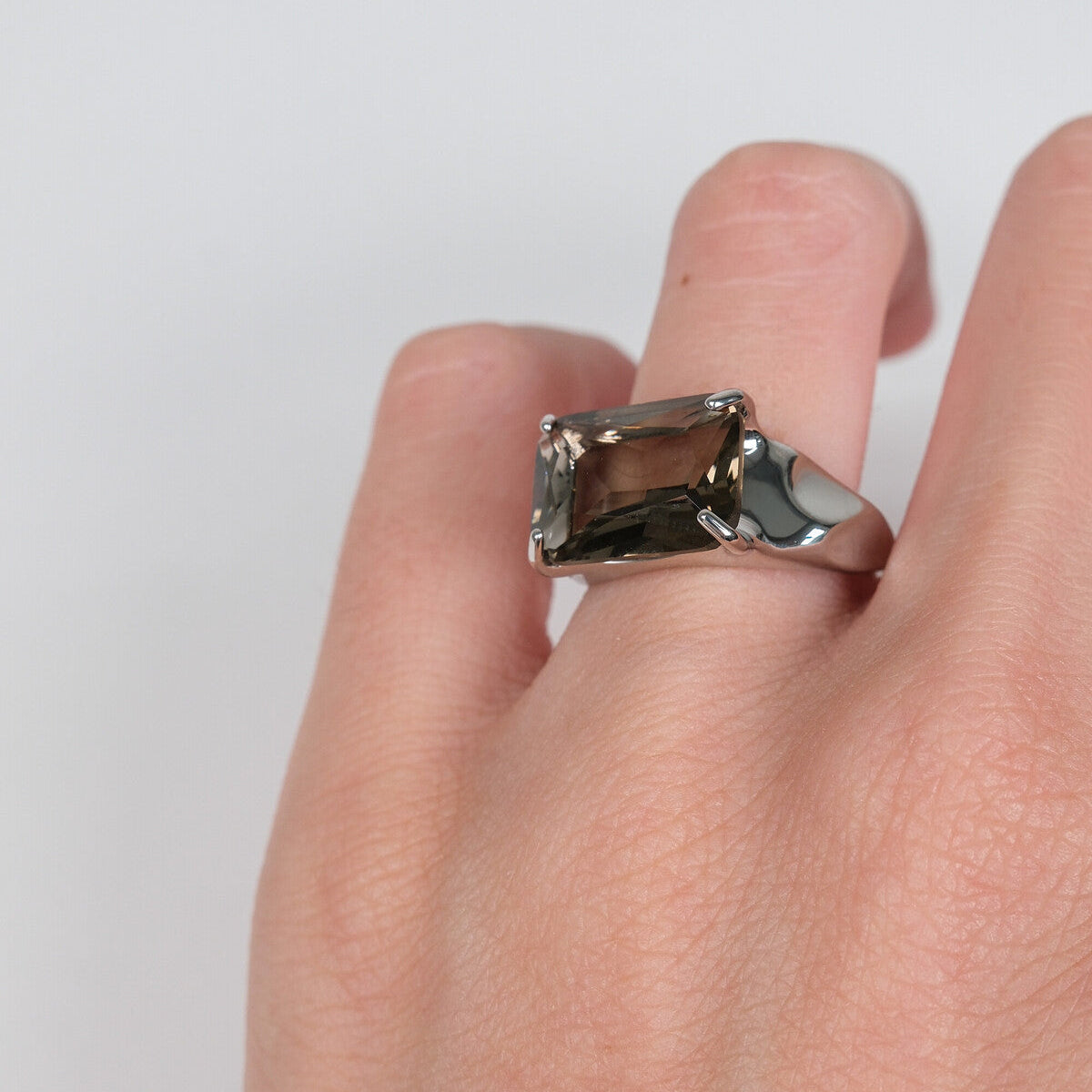 Stone Slammed Ring Smoky Quartz