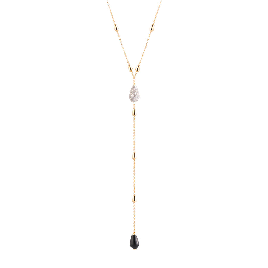 Tulipe Rosary Necklace with Zircons and Natural Stones Pendant