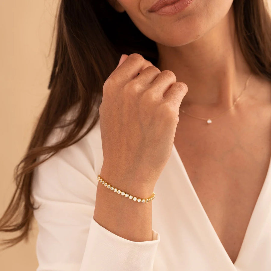 Bold Gold Plated Tennis Bracelet