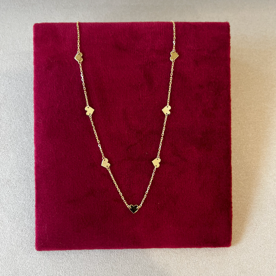 Multi Heart 9ct Gold Necklace