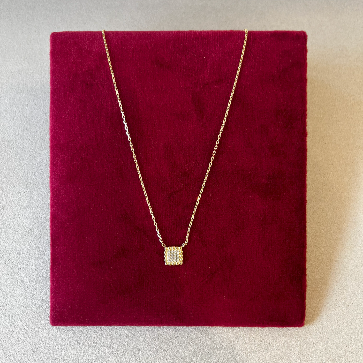 Square Pave 9ct Gold Square necklace