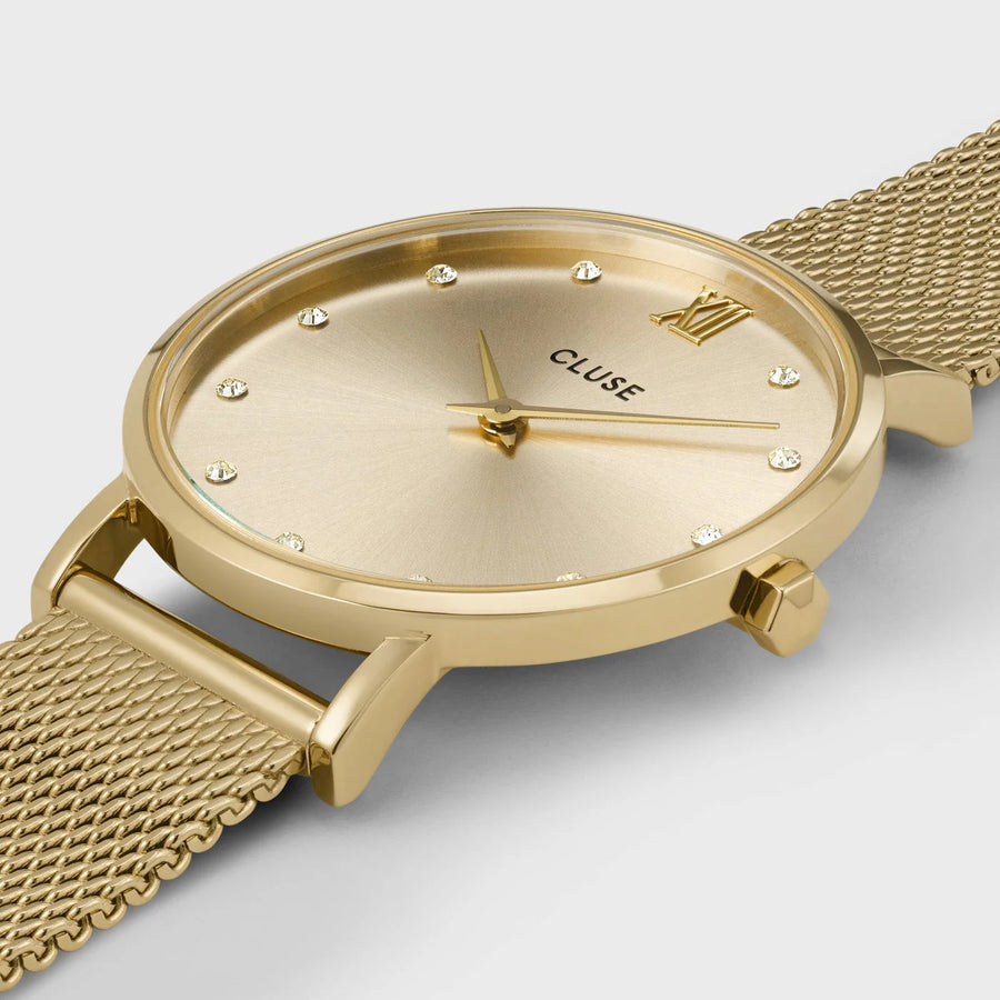 Cluse Minuit Mesh Crystals, Full Gold Colour