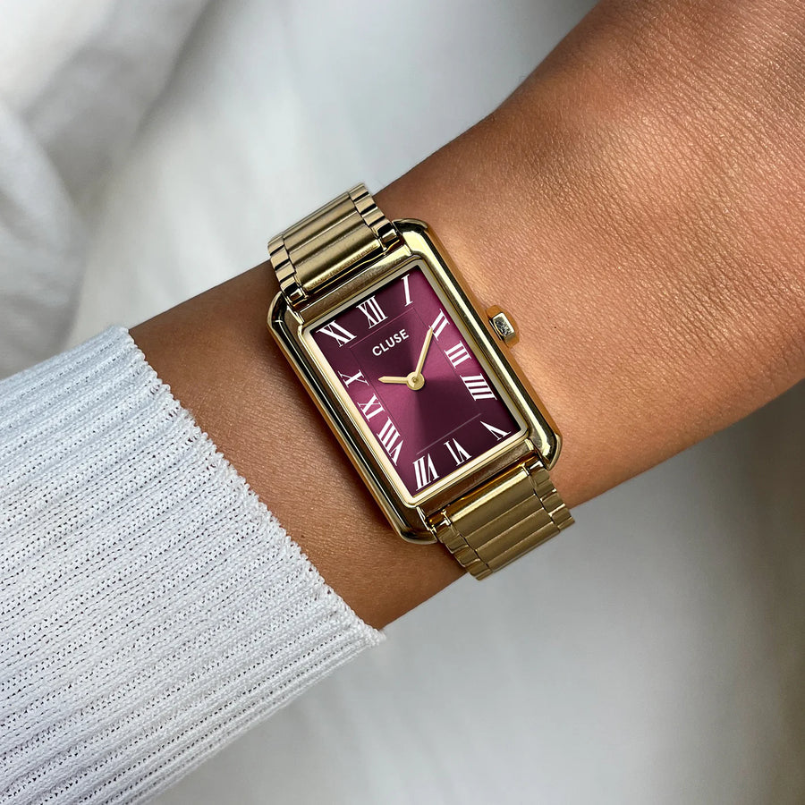 Cluse Belisenna Watch Steel, Wine, Gold Colour