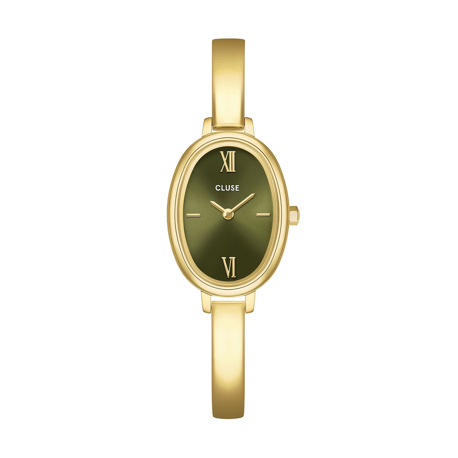 Cluse L'Ovale Watch Steel, Olive, Gold