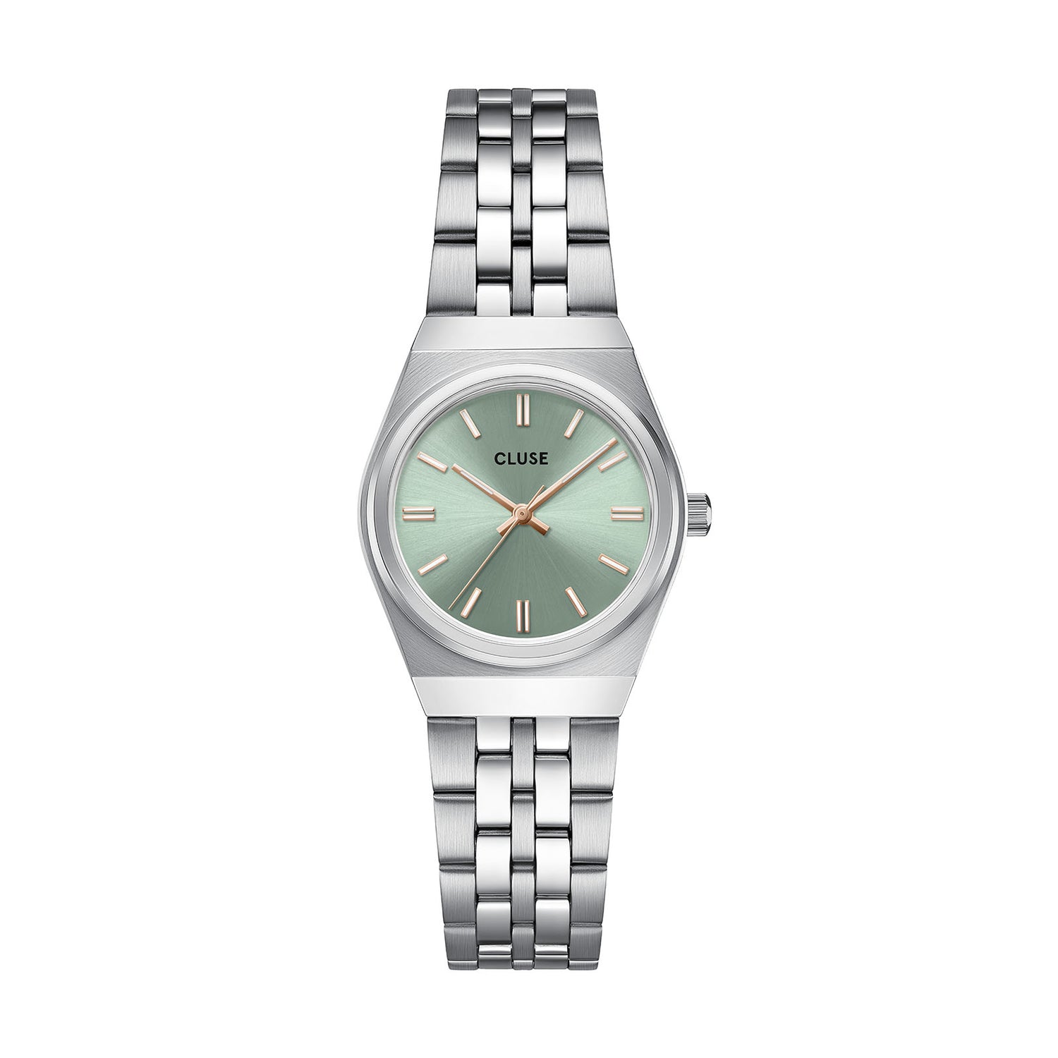 Cluse Retro 70s Mini Watch Steel, Sage Green, Silver