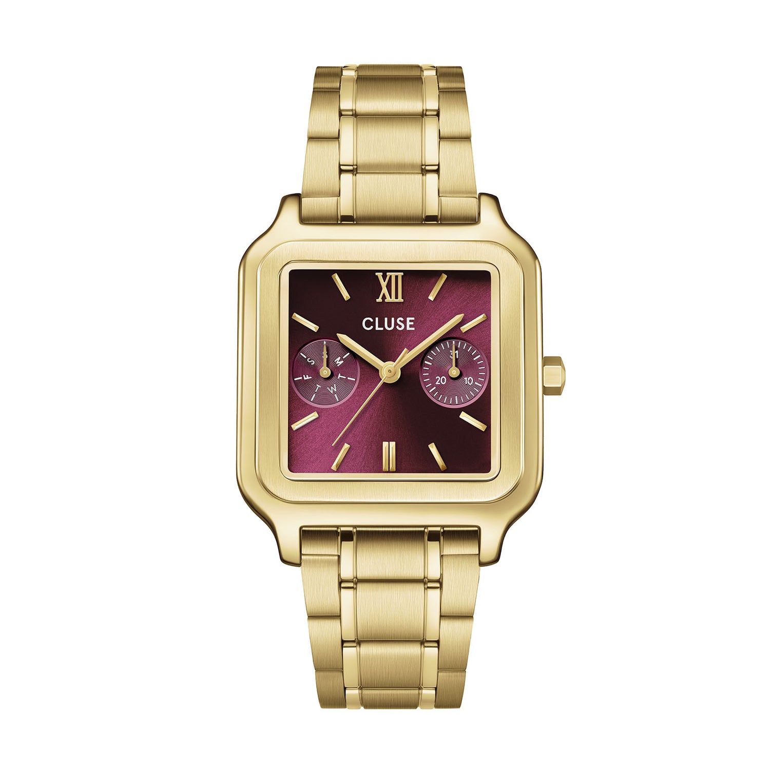 Gracieuse Multifunction Watch Steel, Dark Cherry, Gold Colour