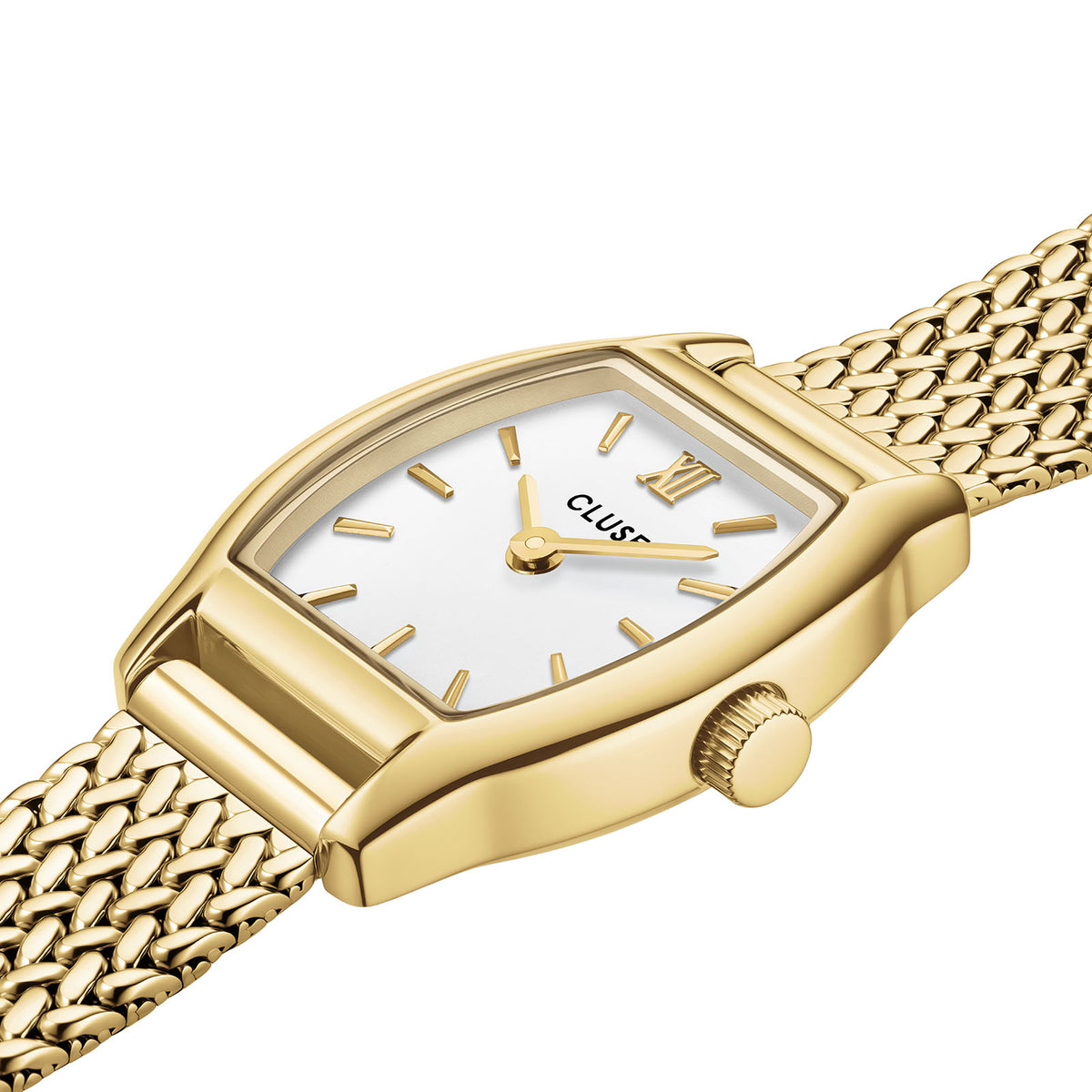 Tonnette Mini Watch Mesh, White, Gold Colour