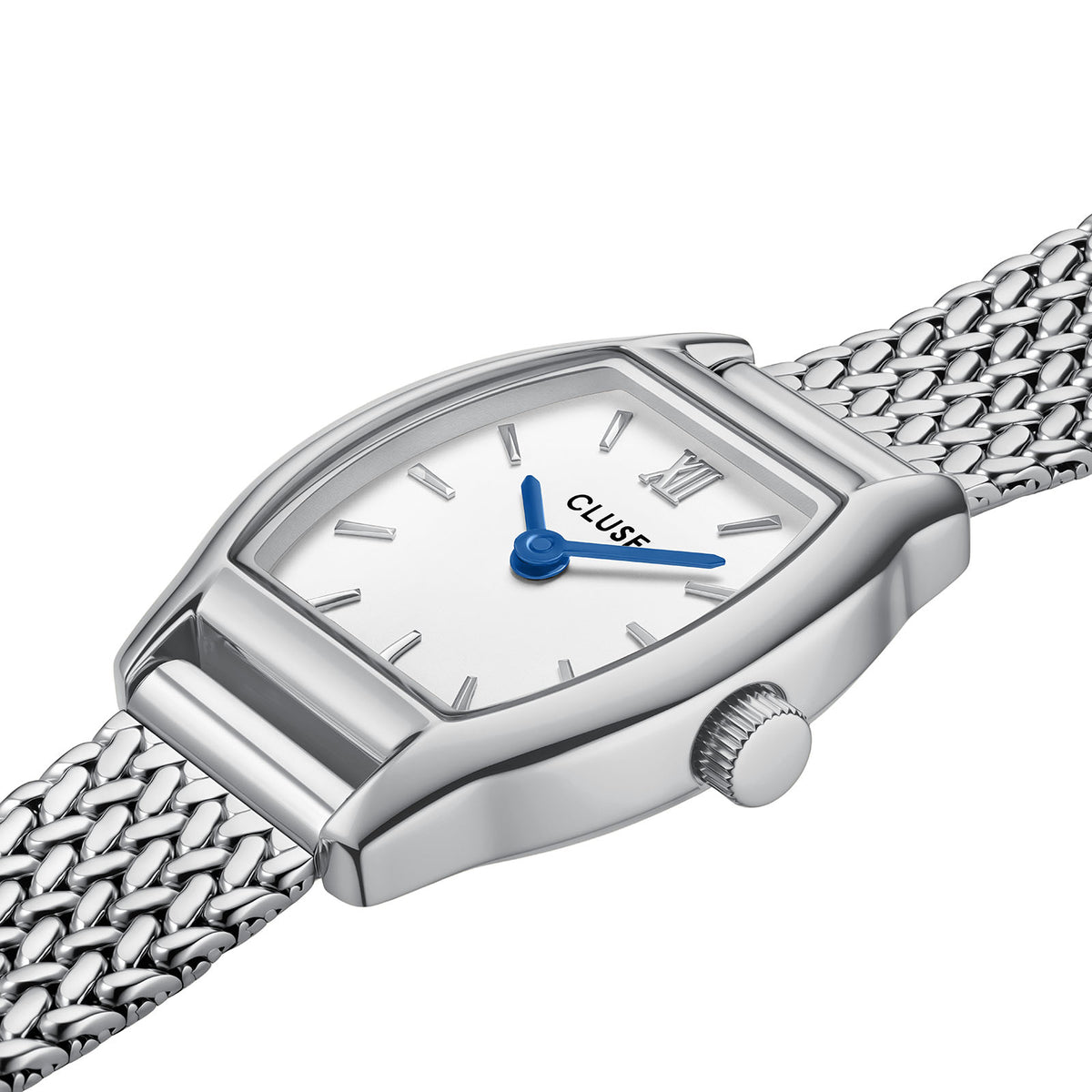 Tonnette Mini Watch Mesh, White, Silver Colour