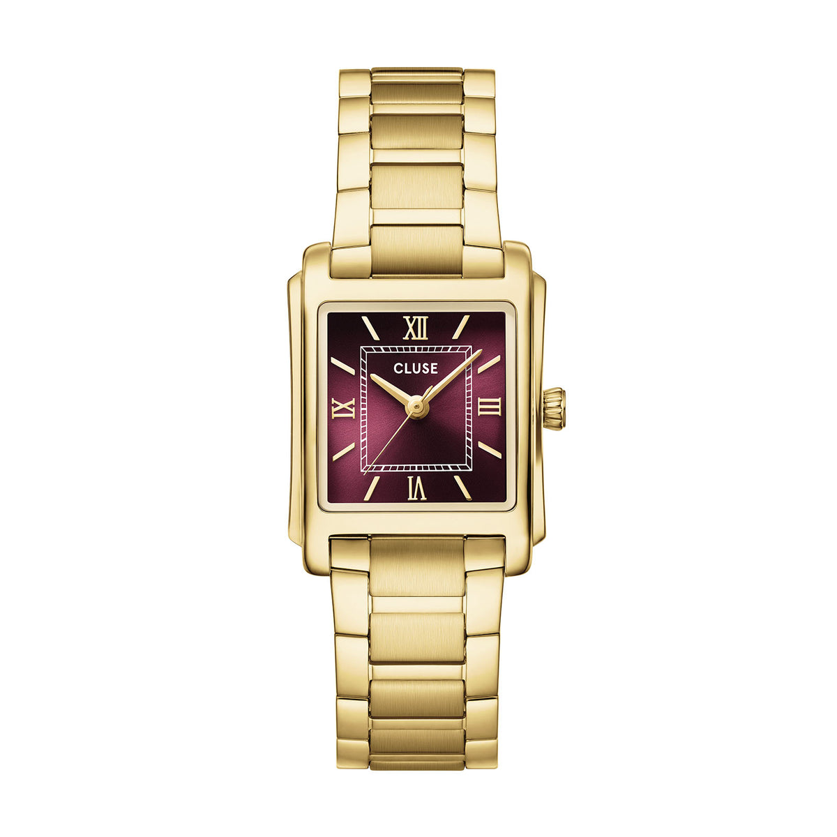 Anglée Watch Steel, Dark Cherry, Gold Colour