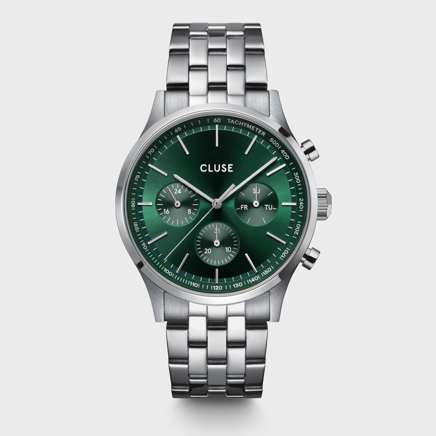 Anthéor Multifunction Watch Steel Silver, Green Colour