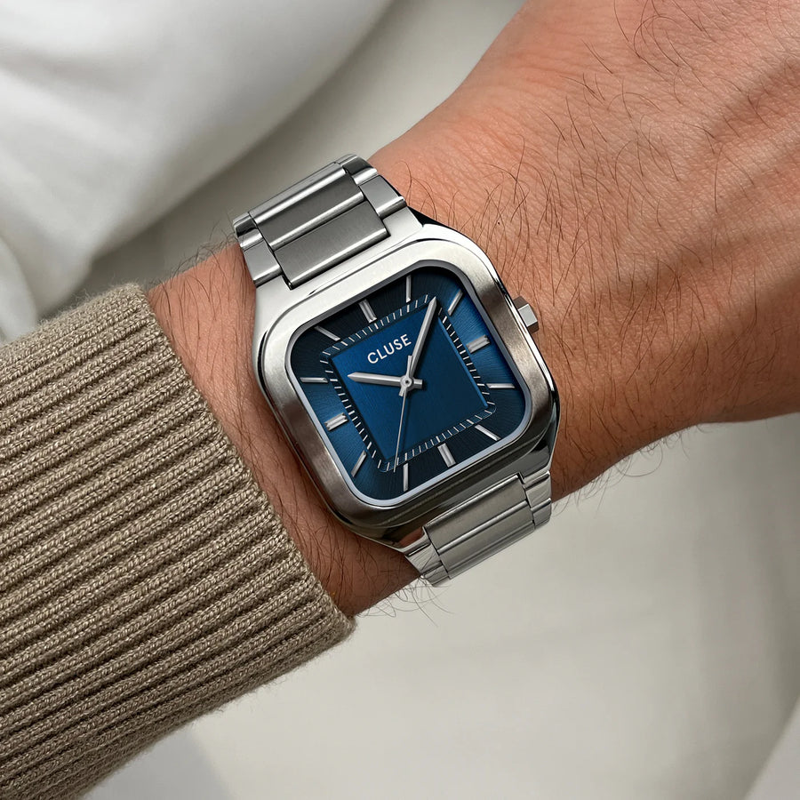 Cluse Quadrus Steel, Blue, Silver Colour