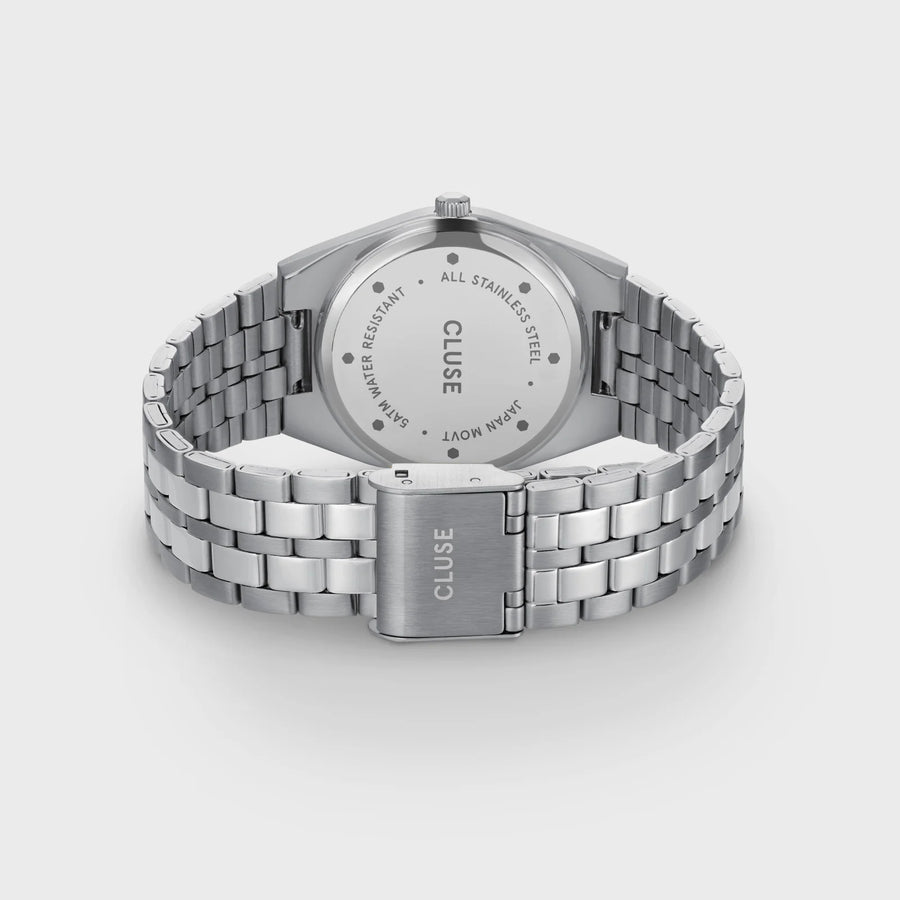 Cluse Retro 70s Watch Steel, Sage Green, Silver Colour