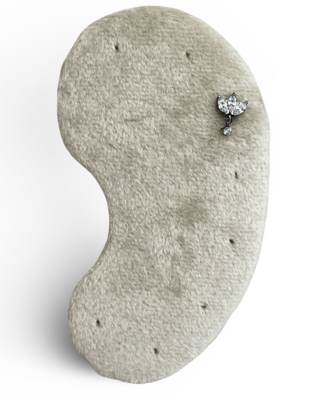 PVD gold/silver Triple marquise with dangle crystal