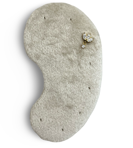 PVD gold/silver Triple marquise with dangle crystal