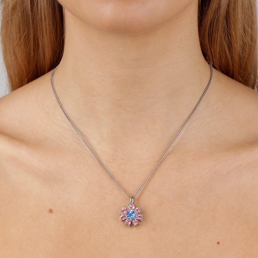 DELISE SS L.BLUE/ROSE NECKLACE