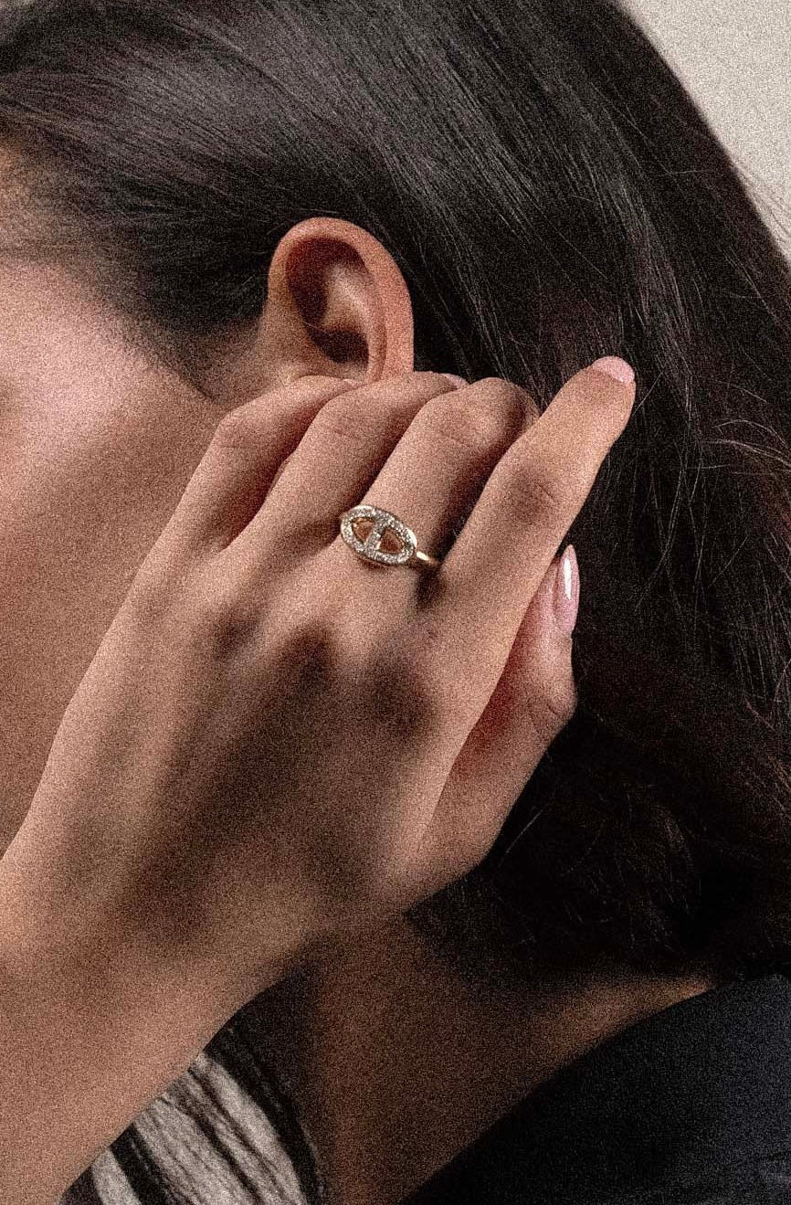 Jolie Marine mesh and diamond dust ring