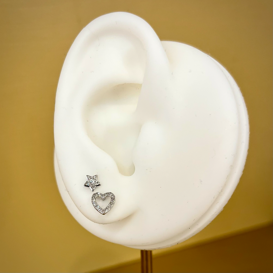 Diamond Star Stud Earrings in 9ct White Gold