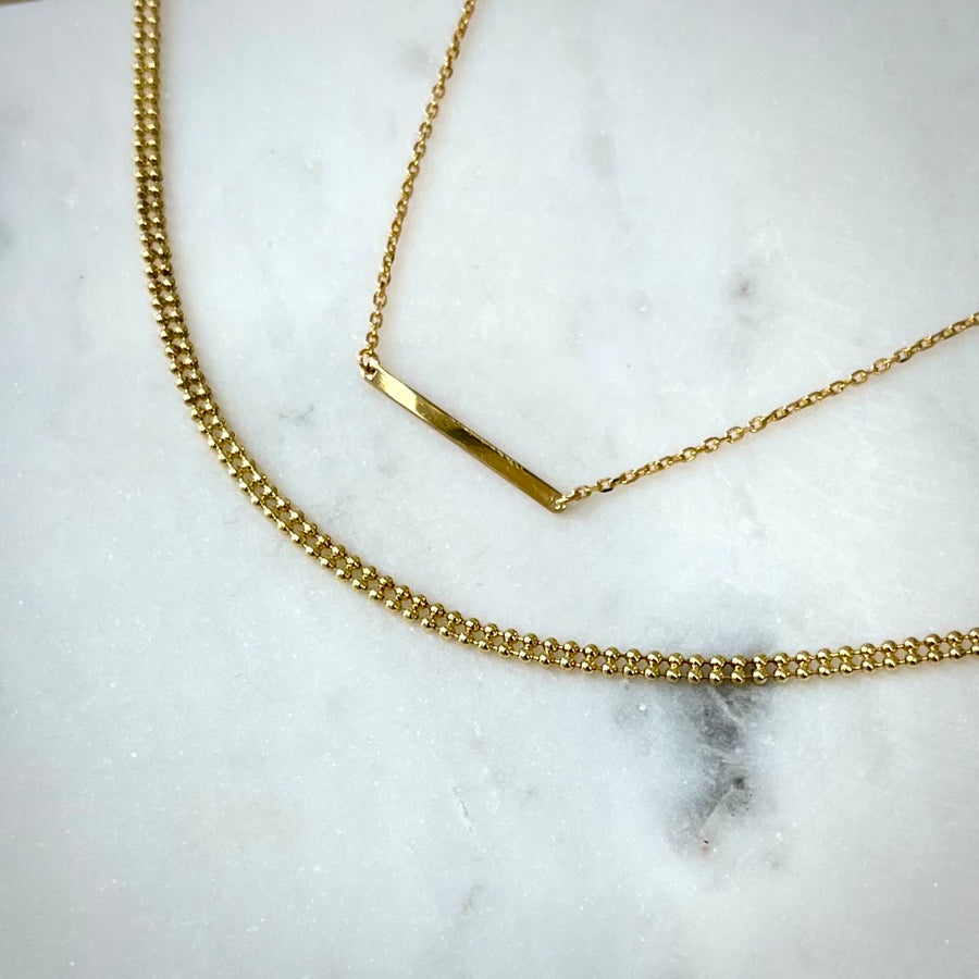 Double 9ct Bead Chain Gold Necklace