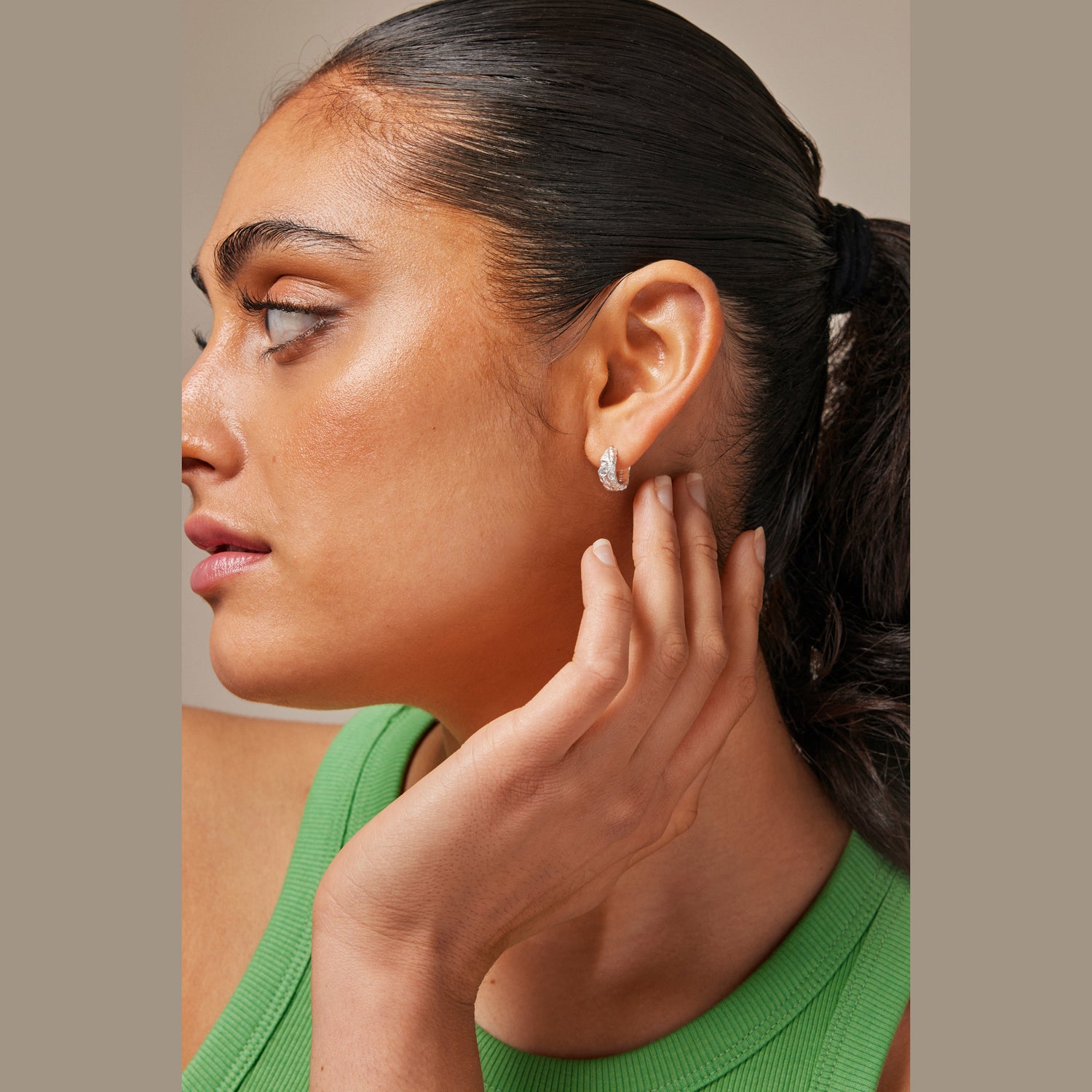 Nela Small Recycled Silver Hoops