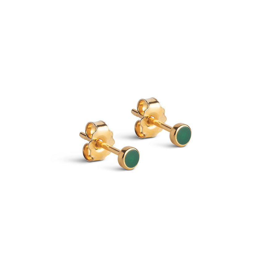 Enamel Dot Stud Earrings Petrol Green
