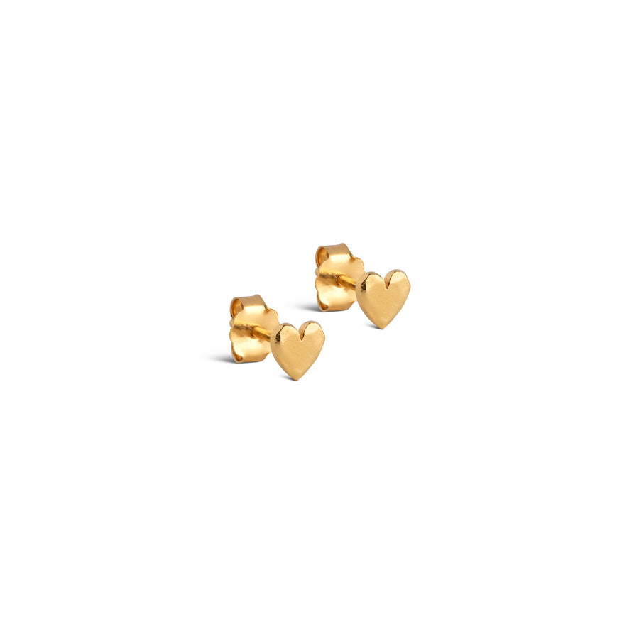 Heart Stud Earrings -  18k Gold Plated Recycled Sterling Silver