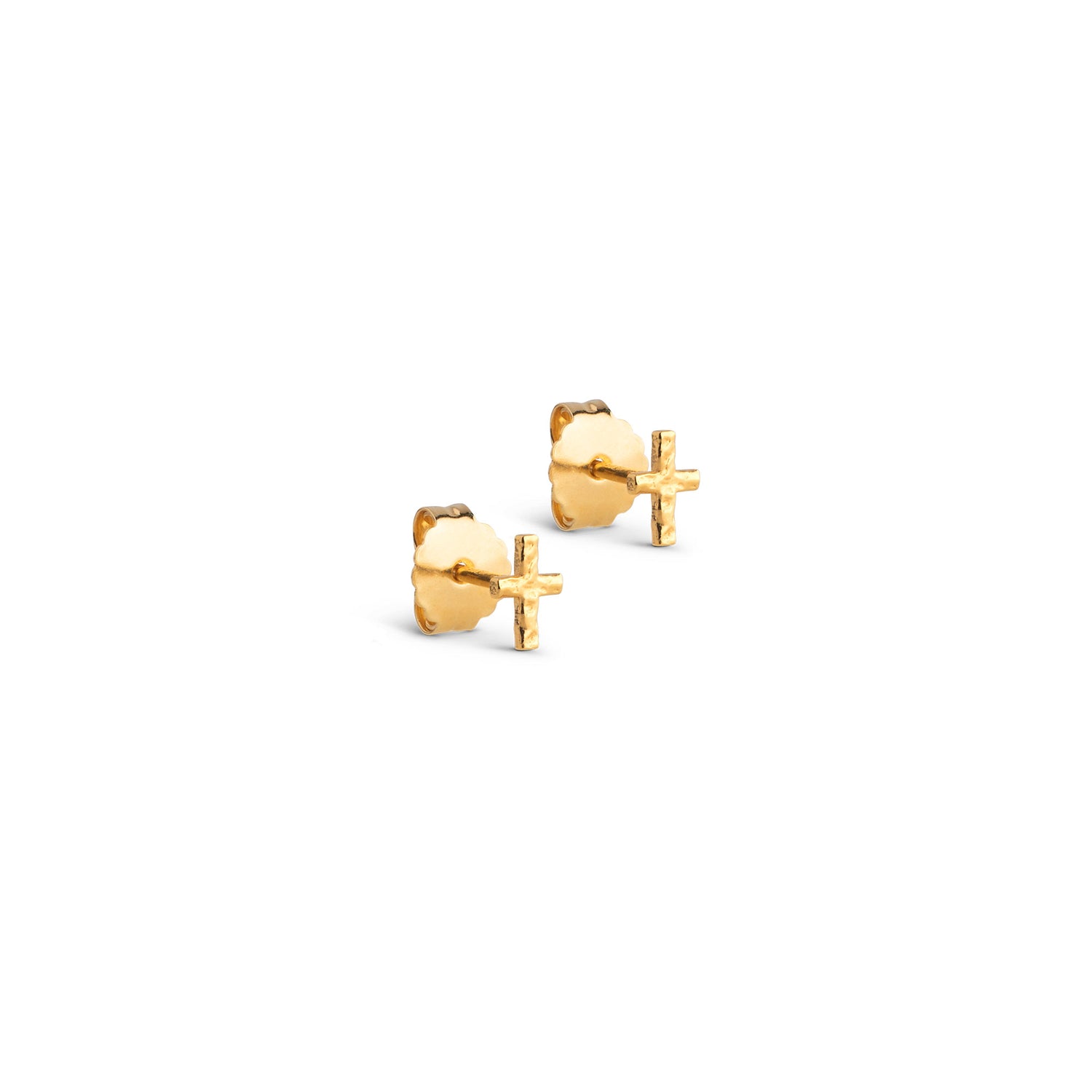 Protective Cross Stud Earrings - Gold Plated