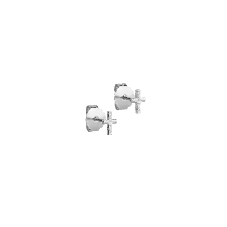 Protective Cross Stud Earringss - Recycled Sterling Silver