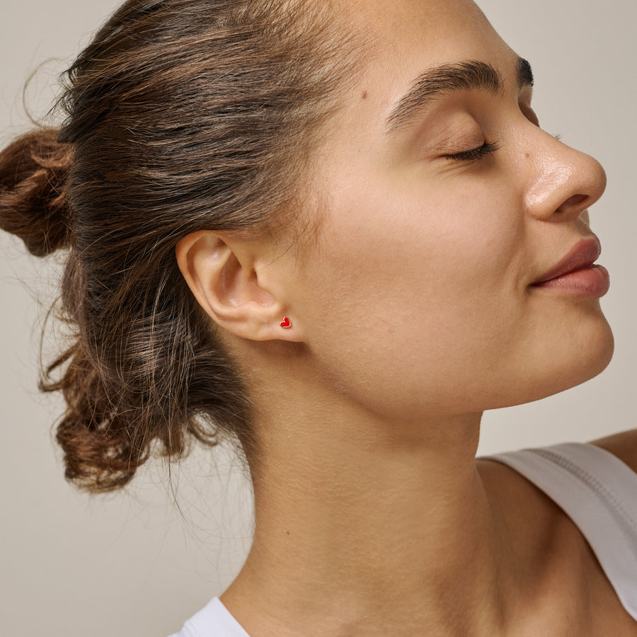 Amore Stud Earrings Red