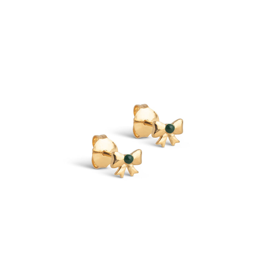 Baby Bow Stud Earringss - Petrol Green