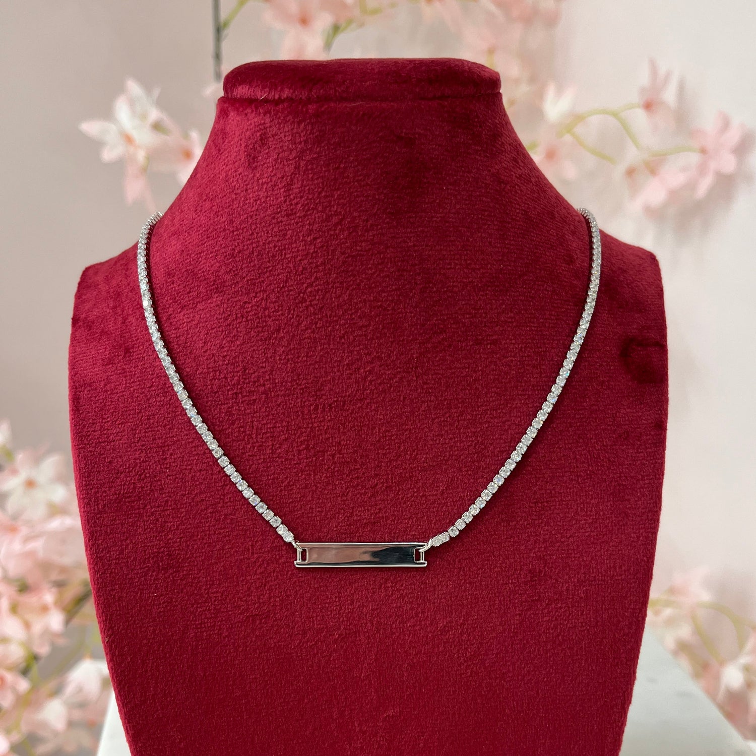 Horizontal Bar Tennis Sterling Silver Necklace