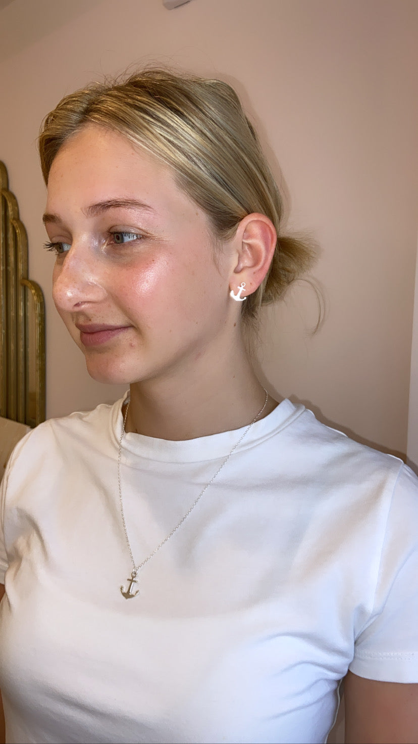 Anchor necklace; Sterling silver necklace
