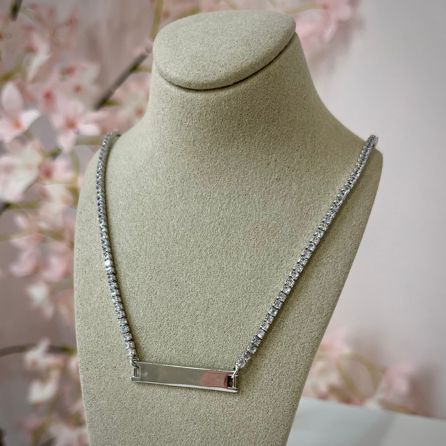 Horizontal Bar Tennis Sterling Silver Necklace
